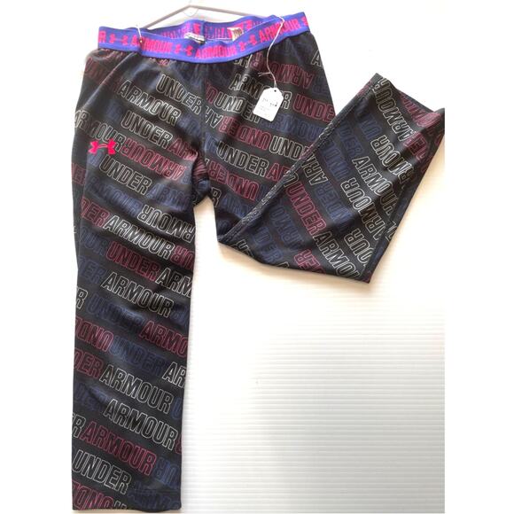 Under Armour Black with multi-colored logo written on pants - Picture 1 of 2